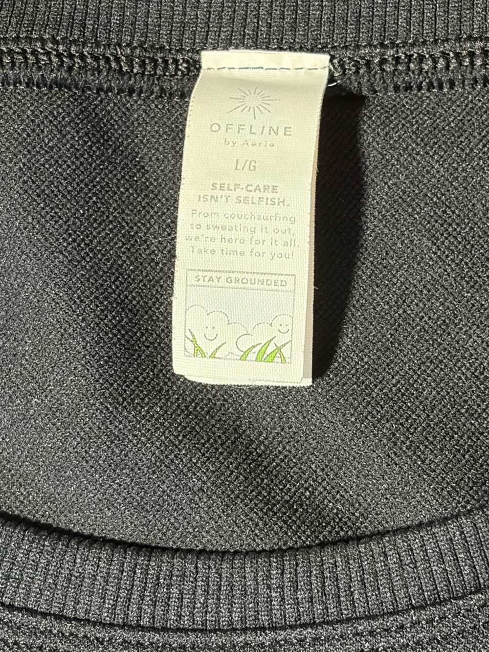 OFFLINE by Aerie Sidewalk Seamless Cropped T-Shirt | Black | Size Large - Picture 5 of 5